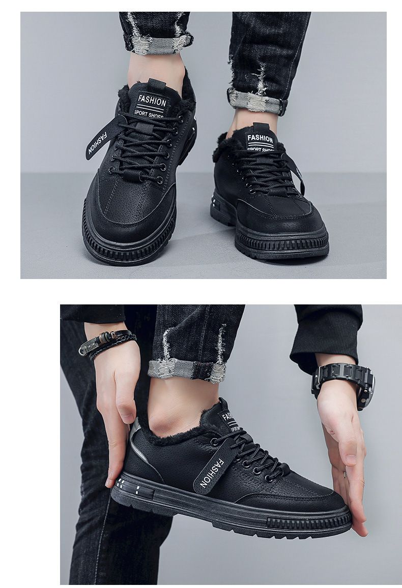 Herren Herbst Winter, Arbeit Freizeit Board Plüsch und warme Baumwollschuhe, wasserdicht, rutschfest, verschleißfeste Sportschuhe_voghion.com