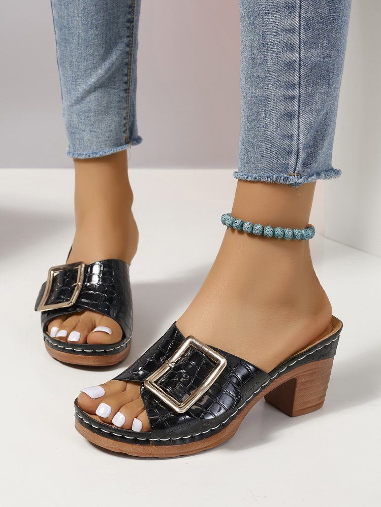 Sandalias Muller de tacón alto con tiras metálicas para mujer, primavera de 2025, talla grande_voghion.com