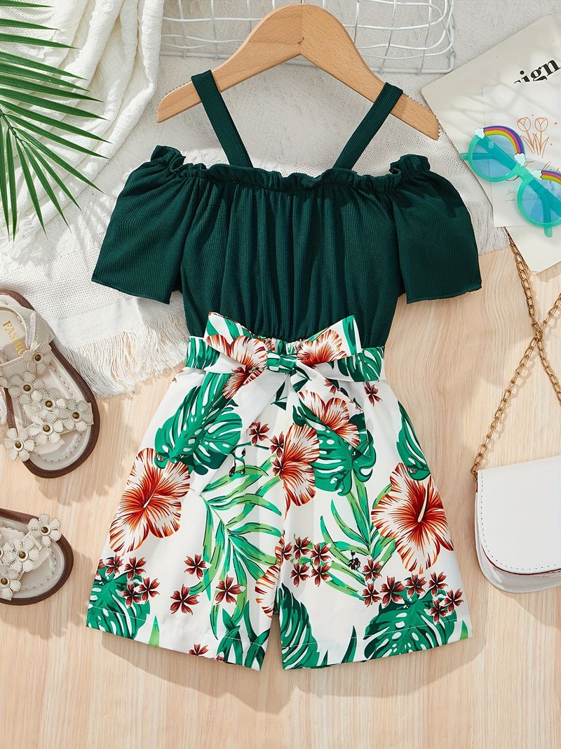 Mor & Børn INS Piger Mode Populær Blomsterprint Patchwork Sommerjumpsuit_voghion.com