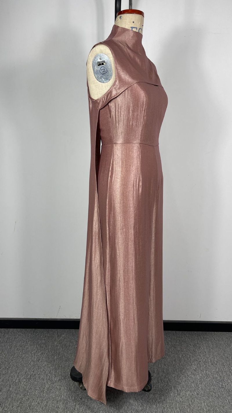 Damenmode, heißer Verkauf, elegant, einfarbig, Knopf-Overall, Robe, zweiteiliges Set_voghion.com