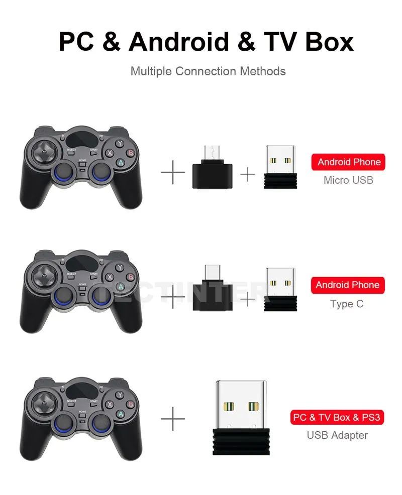 Controle 2.4G Gamepad Android Wireless Joystick Joypad Branco_voghion.com