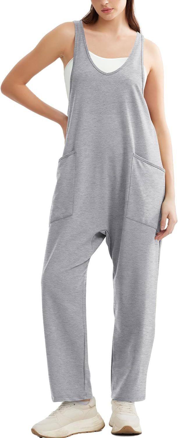 Sommer-Jumpsuit aus Baumwolle für Damen – Ärmelloser Overall mit Taschen, lässiger, lockerer Schnitt | Streetwear-Mode | Leicht und atmungsaktiv_voghion.com
