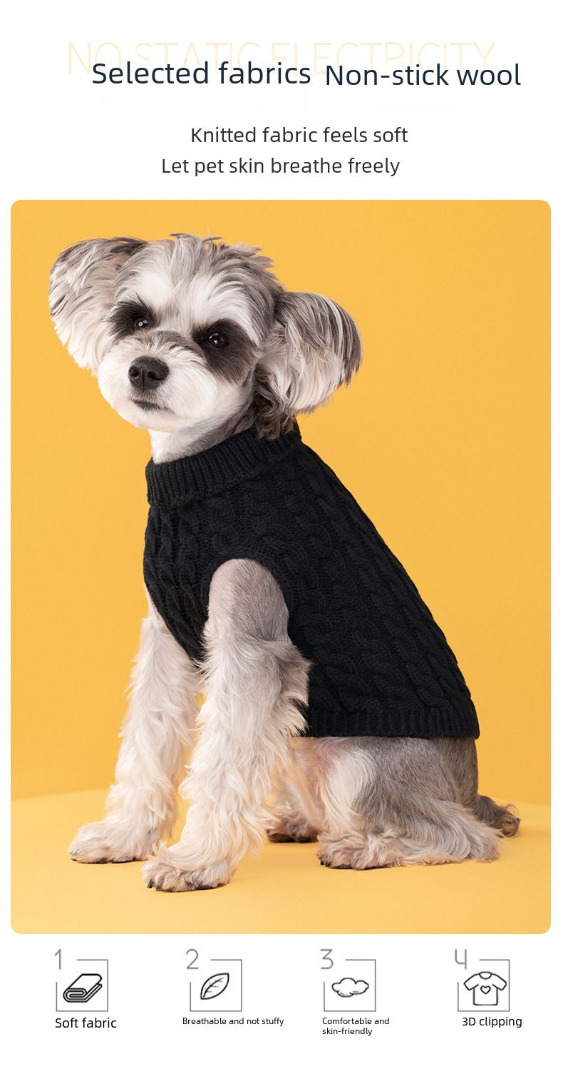 Autumn and Winter new fashion candy color sweater dog cute pet warm clothes solid color twist knitted pullover wholesale_voghion.com
