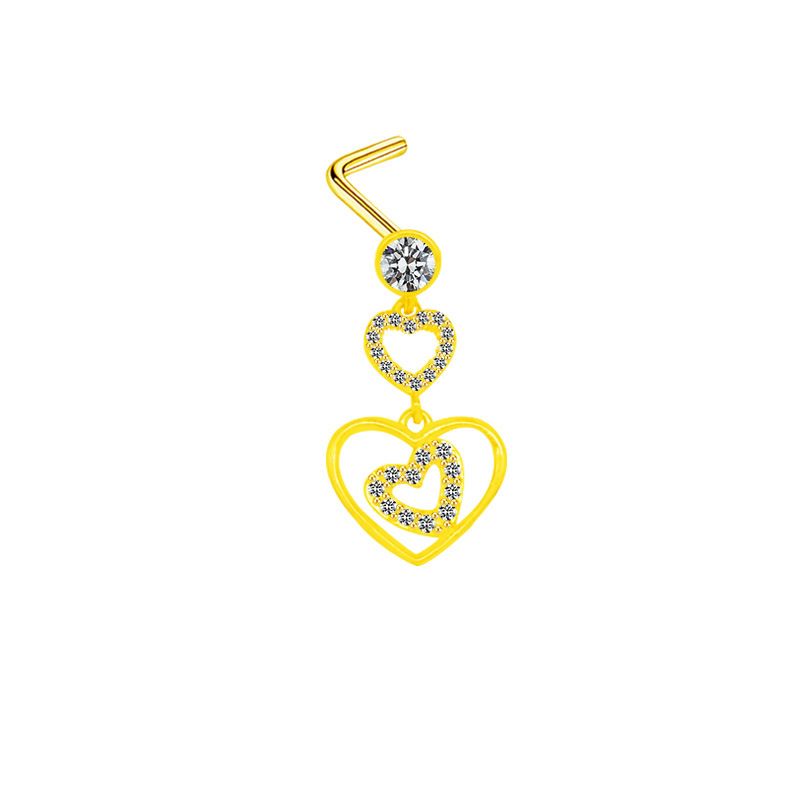 Piercing pentru nas, unghie de nas în formă de inimă, pandantiv cu cinci stele, diamant transfrontalier european și american, unghie de nas, unghie de nas, știft pentru nas_voghion.com