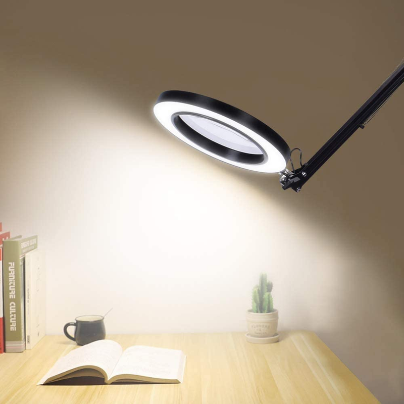 USB 5X Lupe Schreibtischlampe Lupe 64 LED Leselampe 3 Farben Dimmen für Schweißen/Schönheit_voghion.com