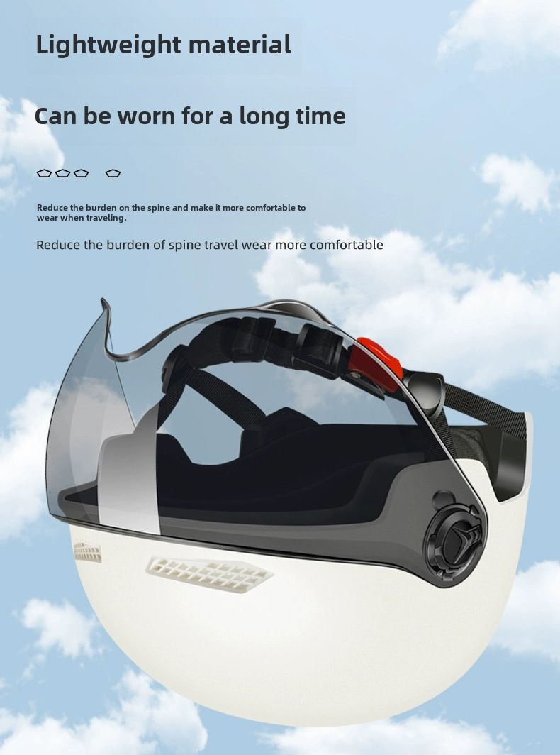 Casco per veicoli elettrici, protezione solare estiva da uomo e da donna, casco leggero per veicoli elettrici, mezzo casco_voghion.com