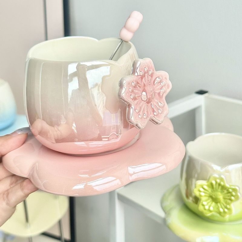 Nordic Style Gradient Coffee Cup And Saucer Exquisite Office Afternoon Tea Mug Women's Practical Gift For Bridesmaids_voghion.com