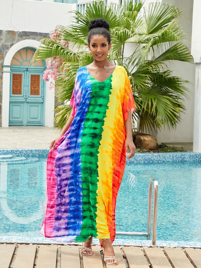 Boho Chic Cotton Beach Cover-Up – Loose Robe Style Swimsuit Outerwear For Vacation & Poolside Relaxation_voghion.com