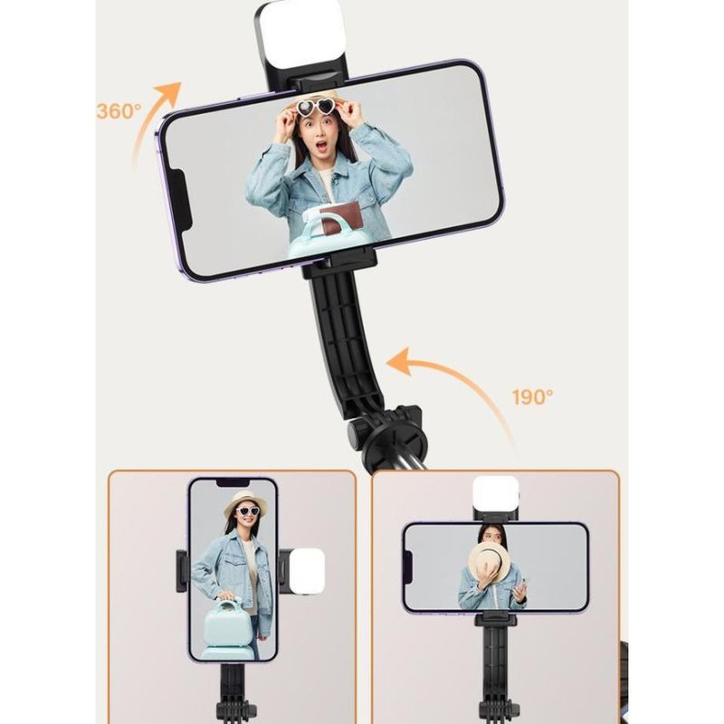 Kafeile Selfie Stick Multifunzionale Treppiede Bluetooth Portatile Supporto per Telefono con Streaming Live a 360 Gradi Foto Artefatto_voghion.com