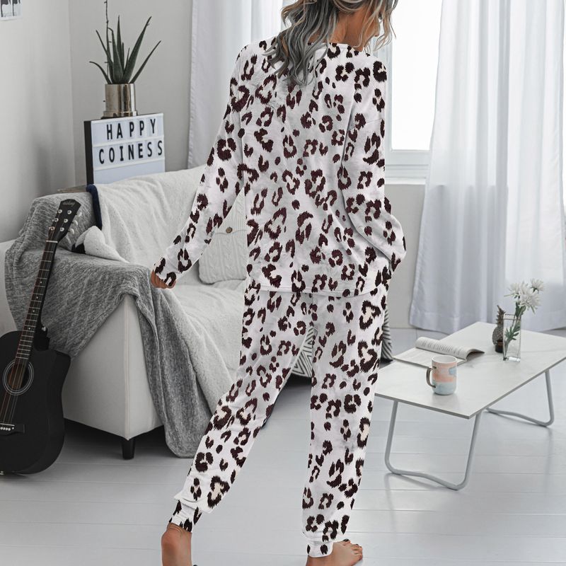 Christmas printed pullover home wear autumn and winter round neck long-sleeved two-piece suit for women_voghion.com