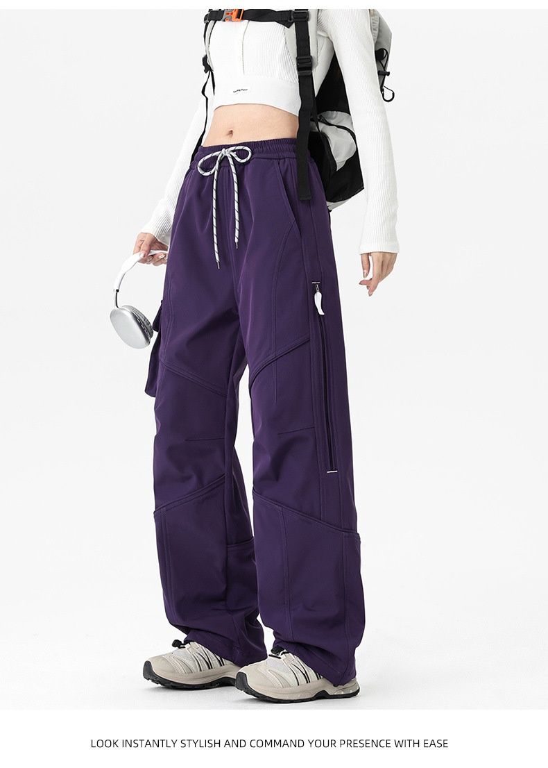 Pantalon cargo fonctionnel imperméable et chaud pour homme, doublé polaire, coupe ample et décontractée, style hivernal, tendance et chaud, à jambes droites et larges._voghion.com