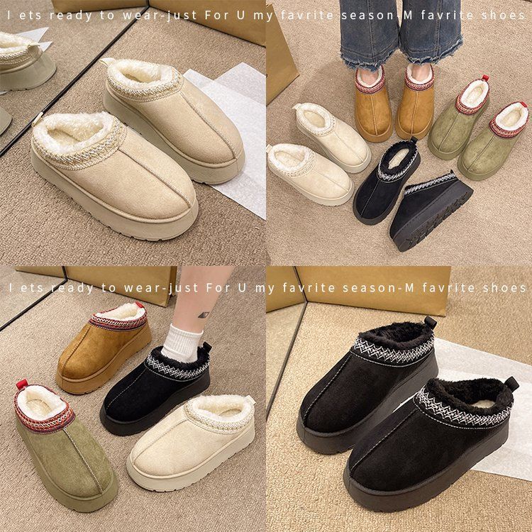 Kinderbekleidung Sangpo Neue handgefertigte Schuhe mit dickem Fell und dicker Sohle Schneestiefel Damen-Baotou-Hausschuhe im Ethno-Stil in großen Größen Baumwollstiefel_voghion.com