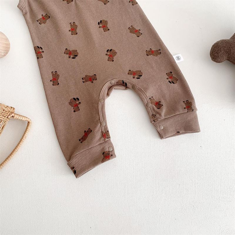 Mother & Kids 2024 baby Korean summer new style boys and girls baby sleeveless bear jumpsuit cute summer clothes crawling clothes outer wear_voghion.com