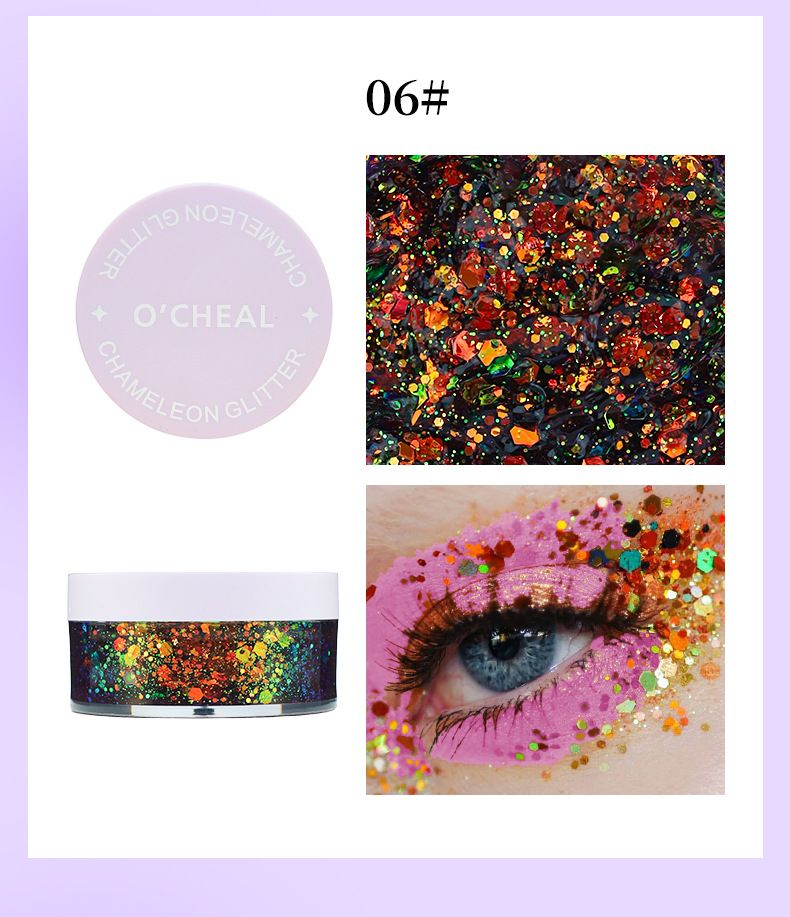 OCHEAL Colorful Sequins Chameleon Eyeshadow Face Sequins Gel Cream Body Face Nightclub Stage Makeup_voghion.com