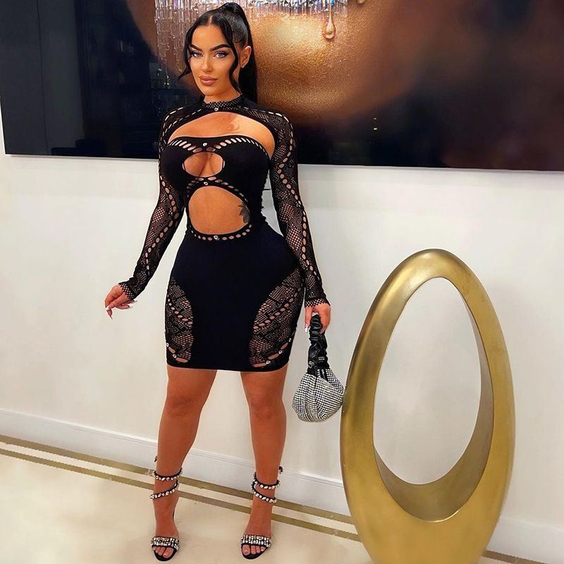 Sexy Unterwäsche New Onesie Rundhalsausschnitt Schal Tube Top Sexy Mesh Schlank Hohl Uniform YDT029_voghion.com