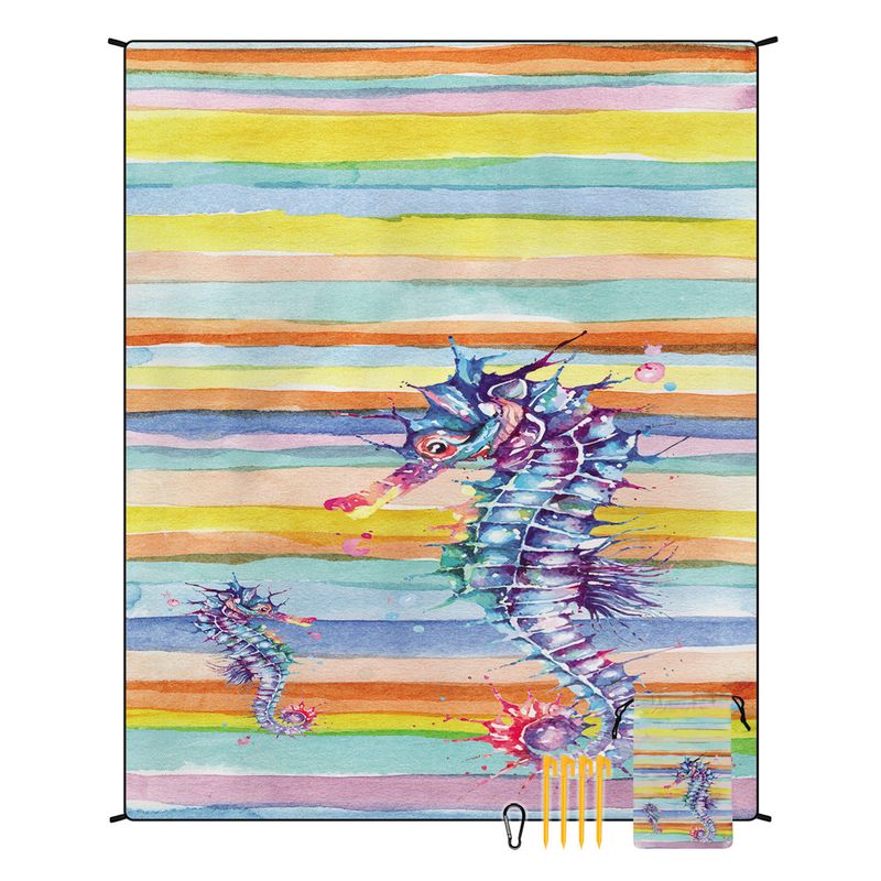 Outdoor Picnic Mat Waterproof & Sandproof Camping Blanket (Lightweight Polyester Portable Foldable Design With Carry Bag & 4 Ground Stakes)_voghion.com