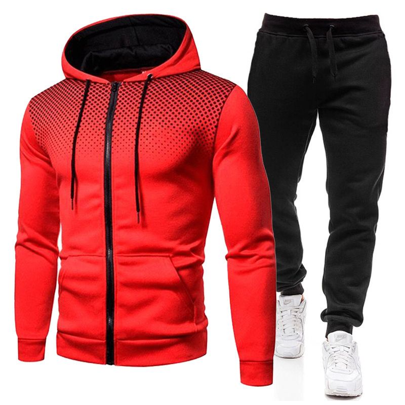 New Solid Color Fleece Sweater Pants 2024 Autumn/Winter Men's Casual Polka Dot Zipper Sports Hat Cover_voghion.com