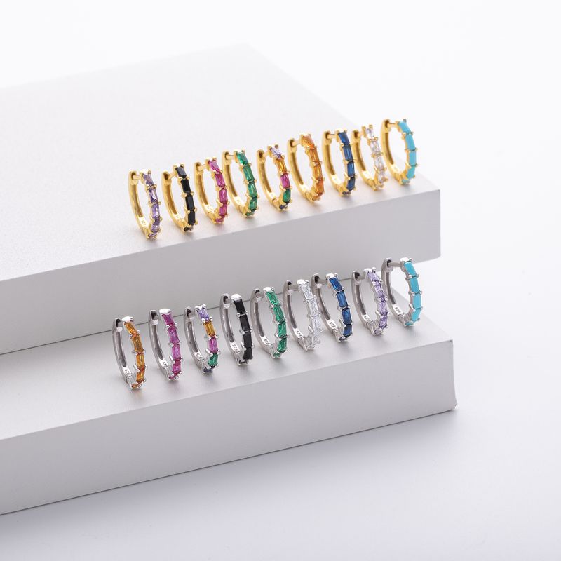 Gioielli da donna in argento sterling S925 con zirconi quadrati di alta qualità, orecchini a fibbia alla moda, versatili e dolci, piccoli e freschi._voghion.com