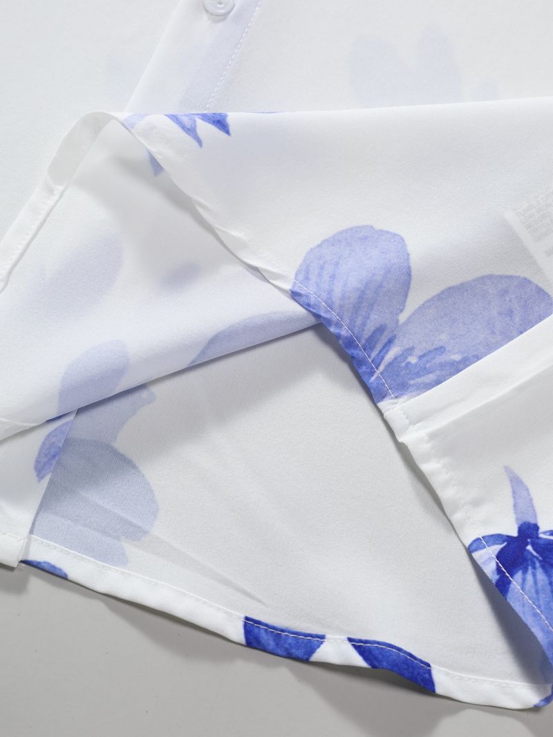 Herrenbekleidung Kurzarmhemd Vierseitiger Stretch Herren Sommer Herren Freizeithemd Blau-Weiß Digitaldruck 2024 Neu_voghion.com