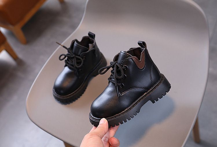 Children's Martin boots 2024 autumn and winter new item, simple boys' short boots, little British style girls' leather_voghion.com