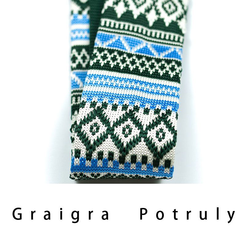 Men's Ties & Handkerchiefs style ethnic style coffee color yellow gray dark green width 6CM men's knitted tie_voghion.com