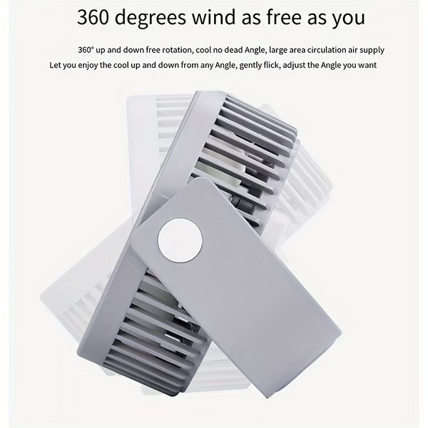 1pc USB Desk Fan; 3 Speeds Portable Personal Desktop Table Fan; Double Head And Double Leaf Fan For Indoor; Bedroom And Home Office Use_voghion.com