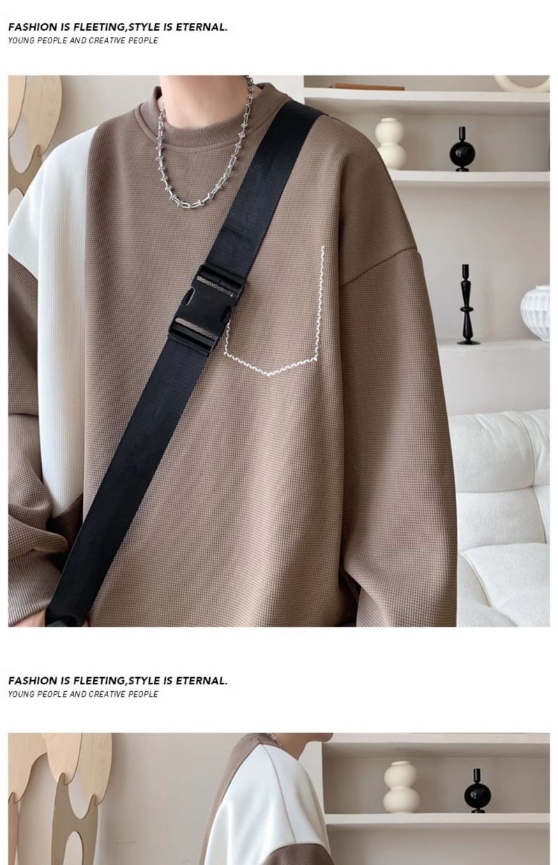 Schweres Herren-Sweatshirt mit Rundhalsausschnitt – Minimalistisches Design mit überschnittenen Schultern und Seitentaschen (M-3XL, knitterfrei, unverzichtbar für die Streetwear)_voghion.com