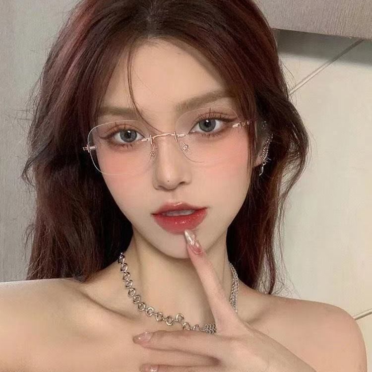 Jennie Same Fashion Anti-Blaulicht-Brille, schlichte Brille im Pure Desire-Stil, rahmenlos, koreanische Version, Myopie_voghion.com