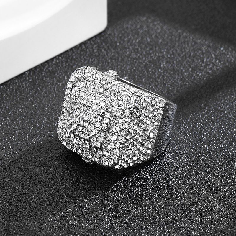 Full Diamond Cuban High End Trendy Fashion Men's Zircon Ring, Ring_voghion.com