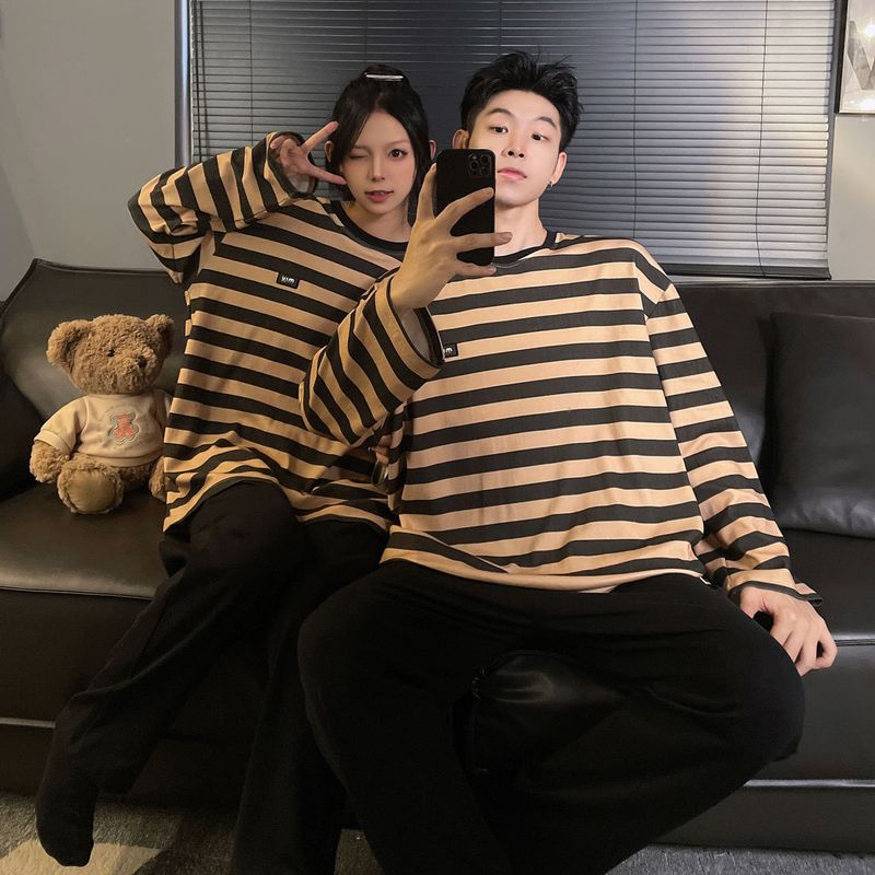 Pigiama da donna autunno/inverno 2024, nuovo cotone, maniche lunghe, semplice ed elegante, stile Iins, le coppie possono indossare_voghion.com