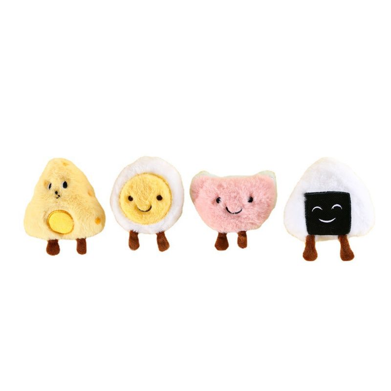 Jouet en peluche pour animaux de compagnie, herbe à chat, cloche intégrée, fournitures pour chats, divertissement apaisant pour chaton, œuf frit, boule de riz_voghion.com