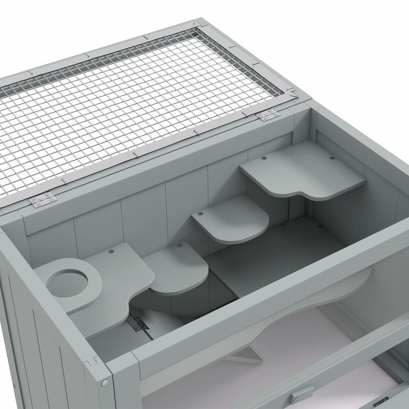 PawHut 2-Level Hamster Cage Mice and Rat House, Small Animal Habitat for Guinea Pigs, Chinchillas with Openable Top, Front Door, Shelf and Ladder, Gra_voghion.com