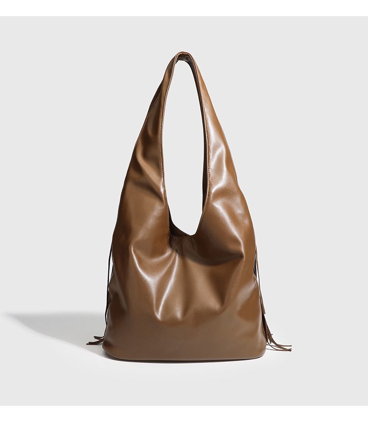 Frosted Leather Women's Bag, Large Capacity, 2025 Spring And Summer New Casual Trend, Crossbody Bag, Commuter Tassel Armpit Bag Fashion Hundred_voghion.com