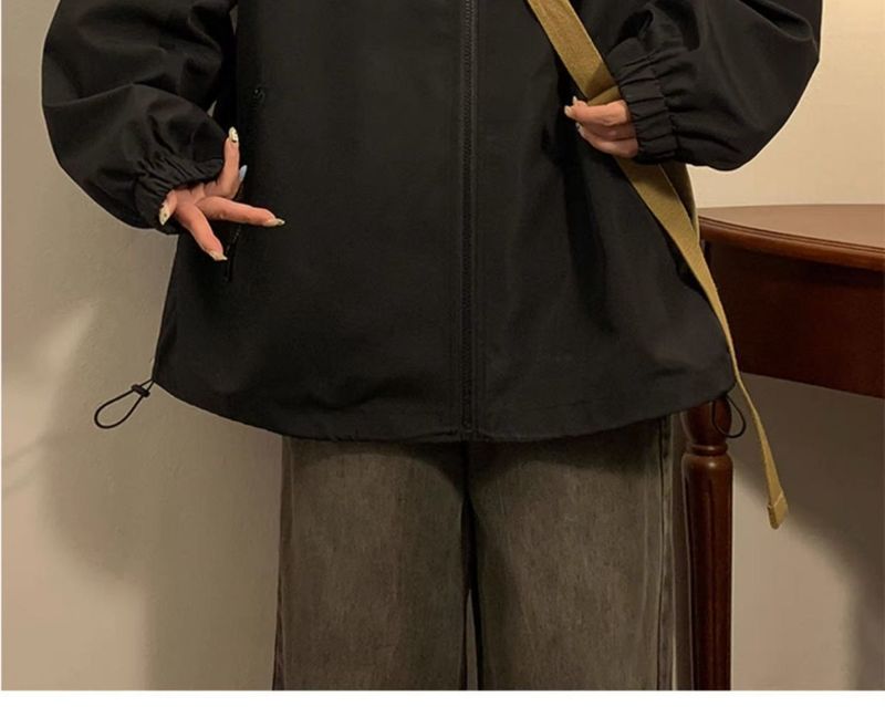 Women's Outdoor Jacket With Hood, Spring And Autumn Style, High-End Feel, Casual Oversize Coat, Loose Fit For Students_voghion.com