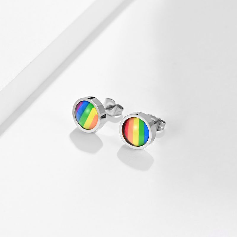 Orecchini in acciaio al titanio con bandiera colorata, orecchini unisex di nicchia, personalità senza genere_voghion.com