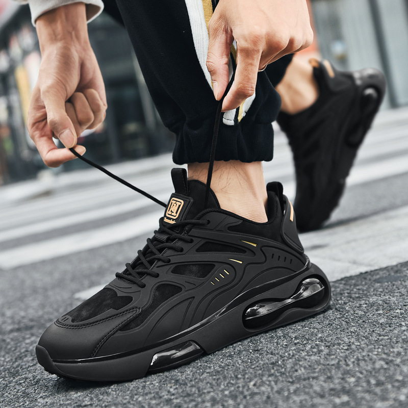 Černé tenisky Air Cushion Jarní prodyšné Nové ultralehké sportovní pánské běžecké boty_voghion.com
