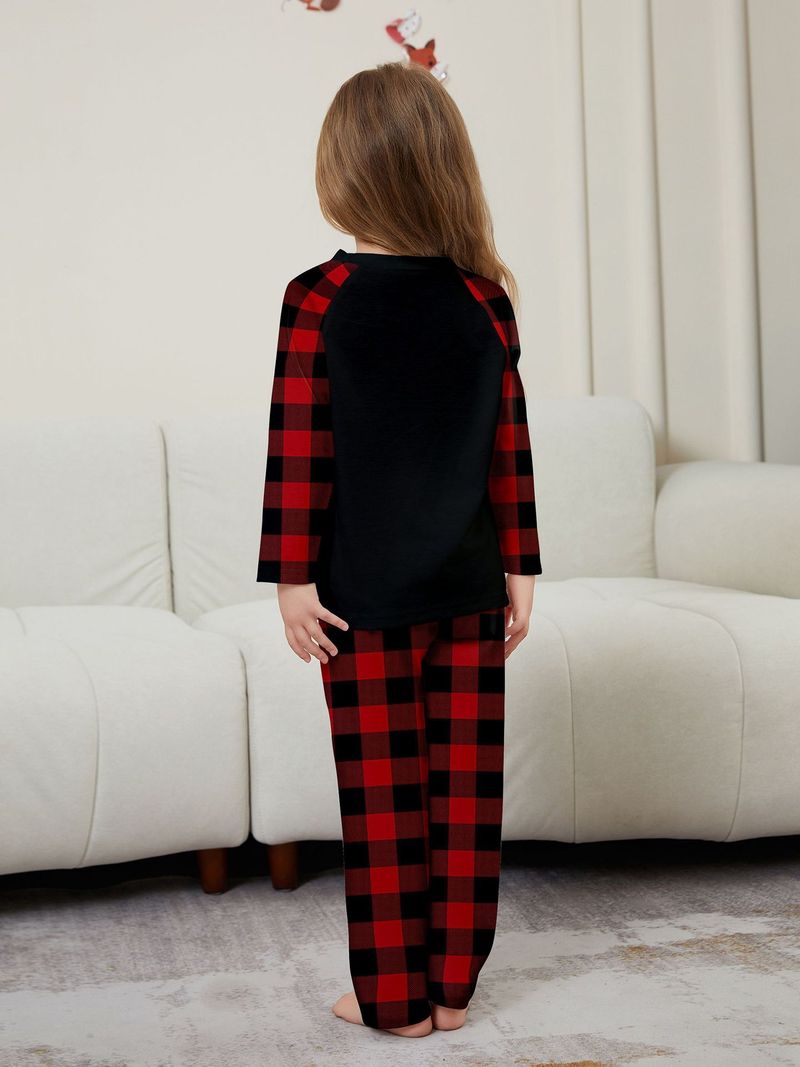 Jul Julehjort bokstavrutete Julefamilietrykk hjemkjole pysjamas_voghion.com