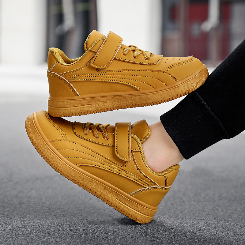 Zēnu trenažieri āra skolas apavi ar āķi un cilpu staigāšanai skriešanas apavi Viegli bērnu ādas apavi neslīdoši_voghion.com