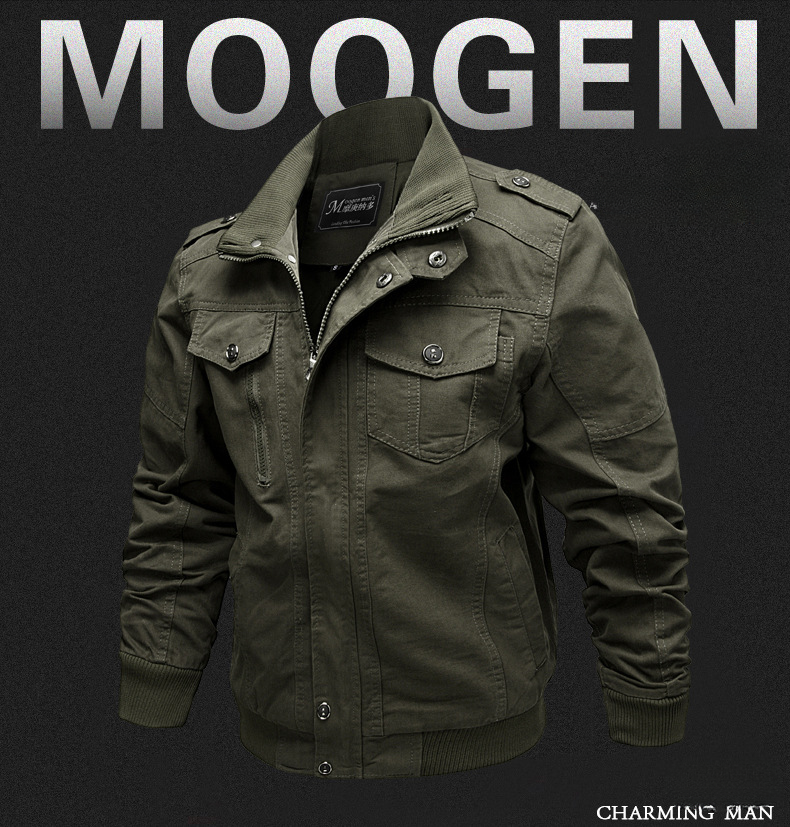 Veste pour hommes printemps et automne décontracté coton militaire vêtements de travail multi-poches manteau d'hiver en plein air bomber veste vêtements pour hommes_voghion.com