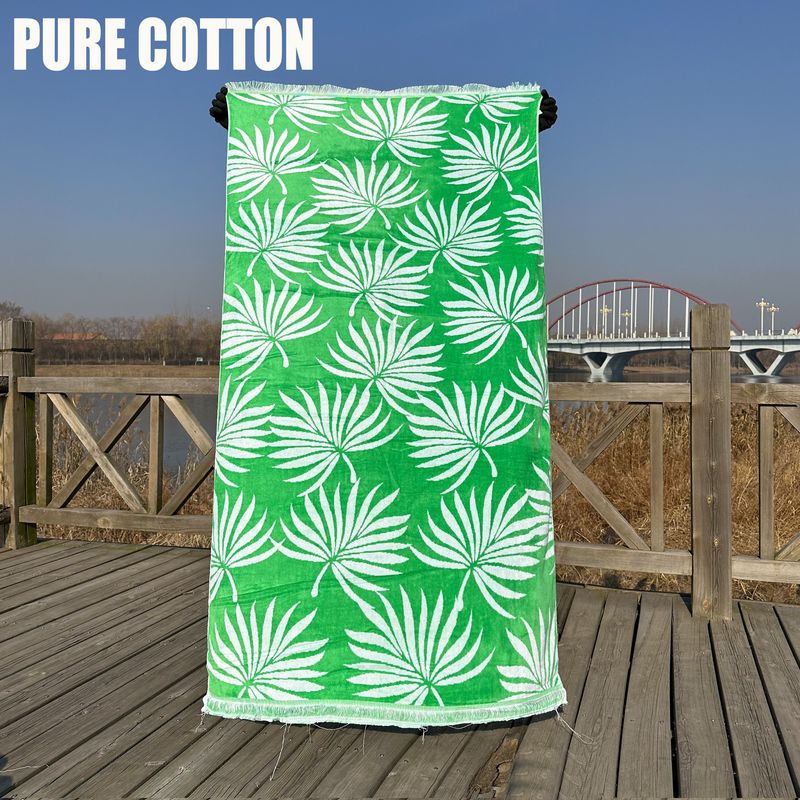 Prosop de plajă din bumbac pur, croială jacquard, catifea cu dungi, prosop de baie pentru adulți, mare, prosop de plajă_voghion.com