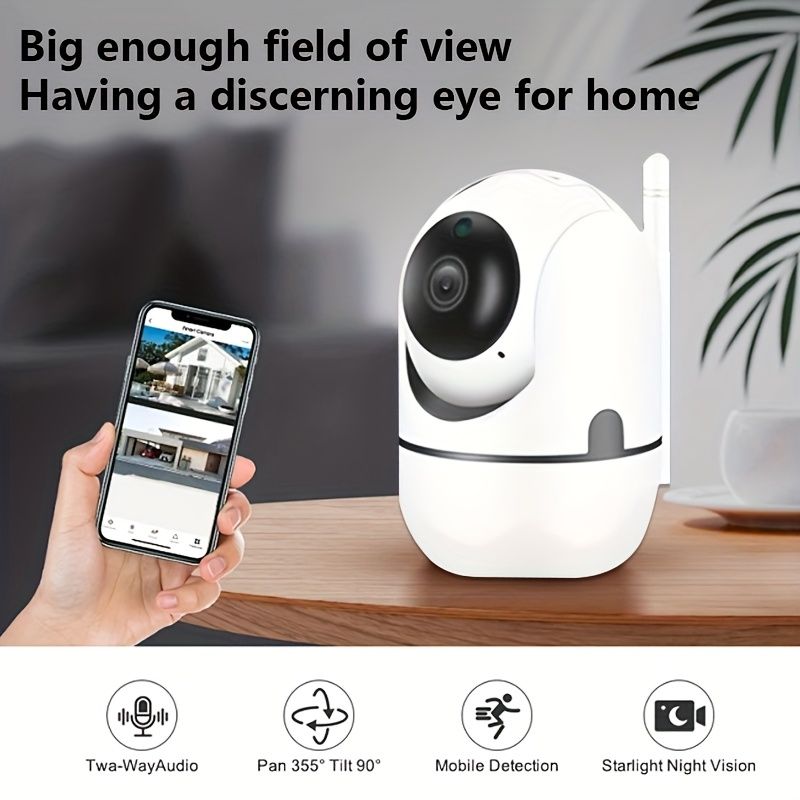 1080P WiFi-Sicherheitskamera mit Nachtsicht, geeignet für die Überwachung von Innenräumen und die Fernüberwachung_voghion.com