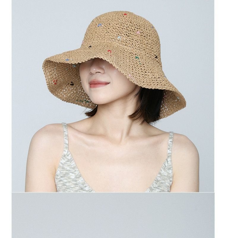 Cappello di paglia per le vacanze, protezione solare, cappello da spiaggia, estivo, da mare, cappello da pescatore, cappello da sole intrecciato, parasole in paglia pieghevole_voghion.com