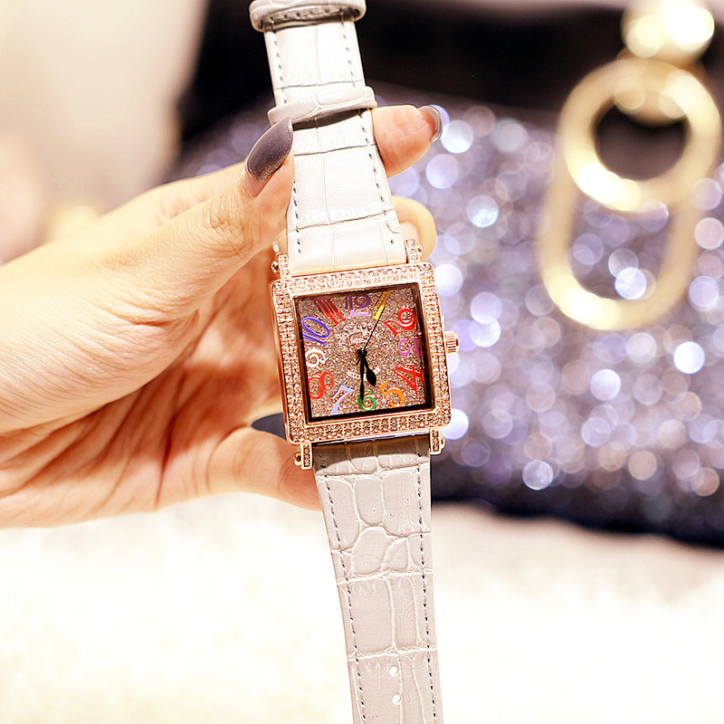 Internet famous new fashionable full watch, women's square large dial, digital diamond inlaid belt watch_voghion.com