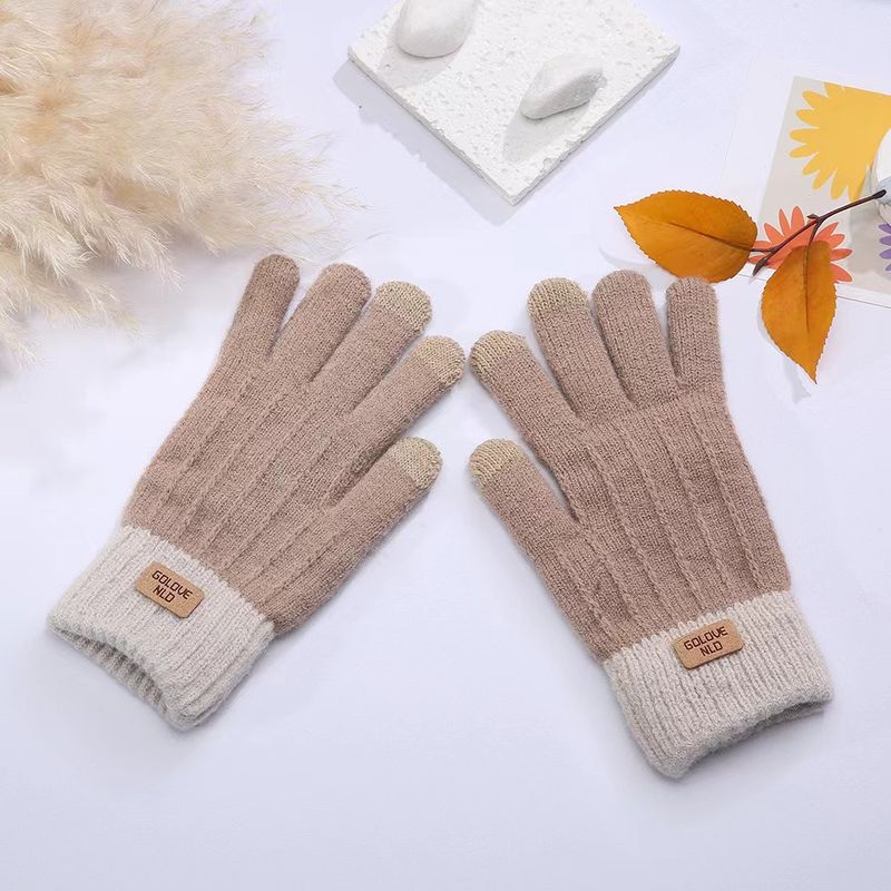 Gants d'hiver en laine d'alpaga pour femmes, tricotés en polaire fine et chaude, style coréen, compatibles avec écrans tactiles, pour couples et hommes._voghion.com
