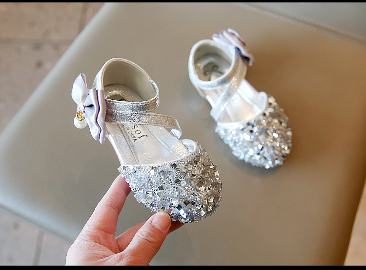 Chaussures de princesse simples à paillettes pour filles, édition coréenne, nouvelle collection printemps/été 2024_voghion.com