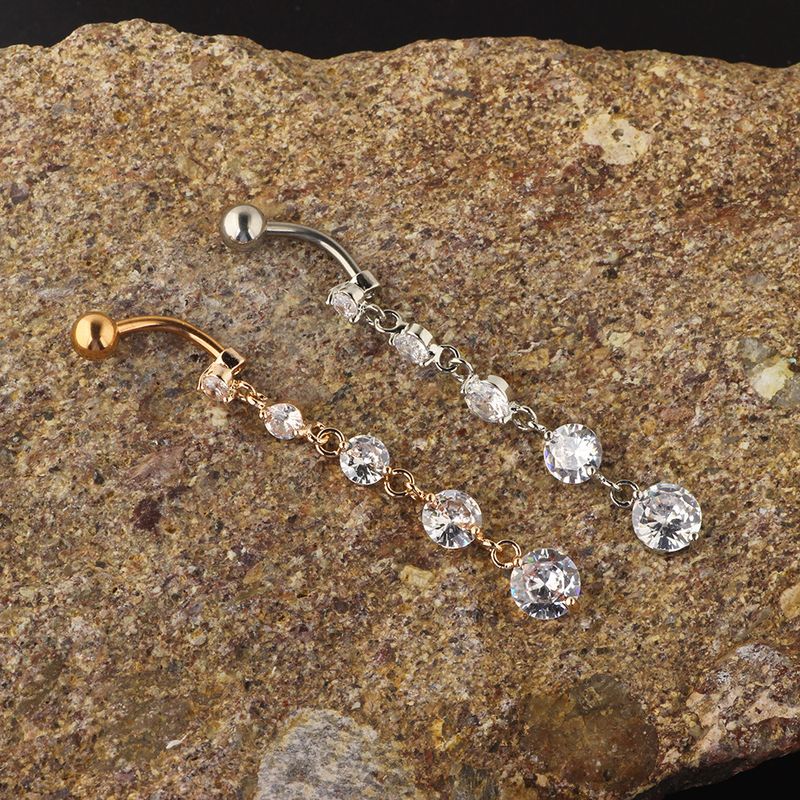 Frauen Edelstein Schmuck Modeschmuck Zirkon String Gold Anhänger Exquisite Piercing Bauchnabel Ring Nagel_voghion.com
