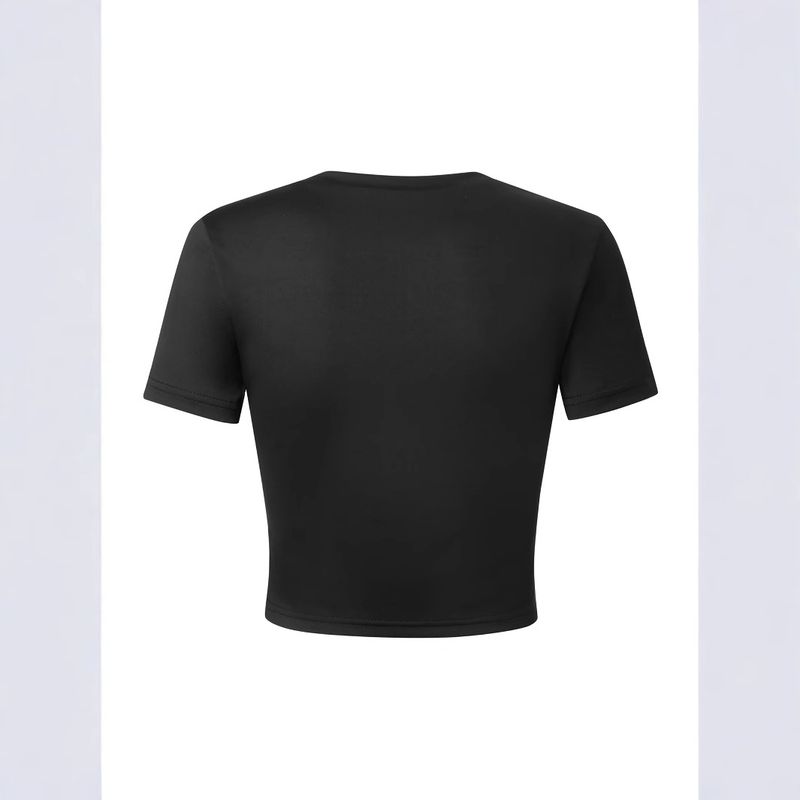 Kadın Giyim Kiraz Leopar Kiraz Slim Kısa Tişört Kadın Modası_voghion.com