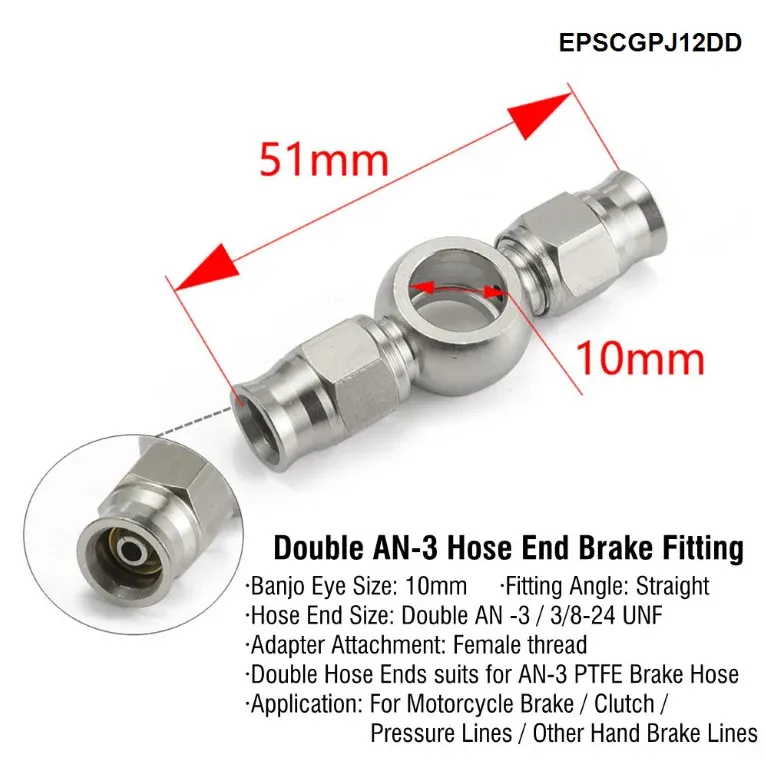 1PC Aço Inoxidável AN3 para AN -3 Extremidades de Mangueira Giratória de Freio Reto Encaixe de Carro EPSCGPJ_voghion.com