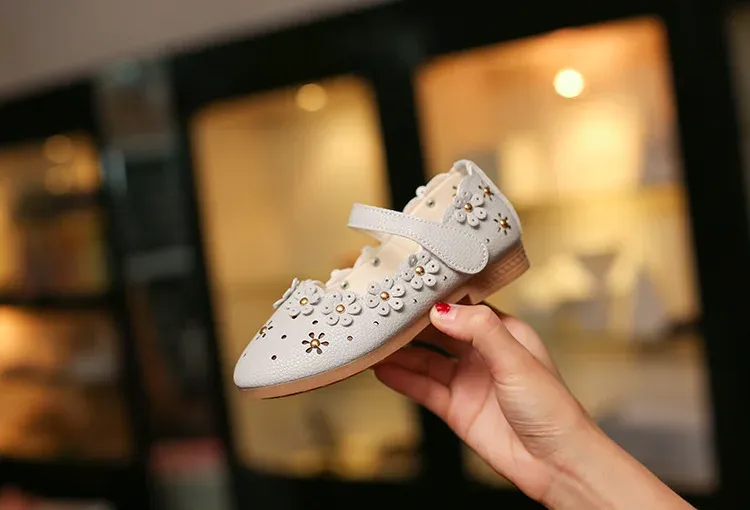 Bambini Bambino Bianco per Festa di Nozze Moda Principessa Scarpe in Pelle con Fondo Morbido Bambini Grandi Ragazze Fiore Appartamenti_voghion.com