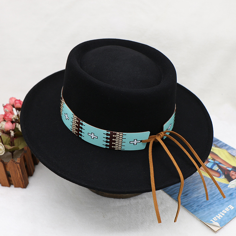 cappello da cowboy da festa da donna con top in lana e nylon ad anello, cappello a cilindro riccio in stile europeo e americano_voghion.com